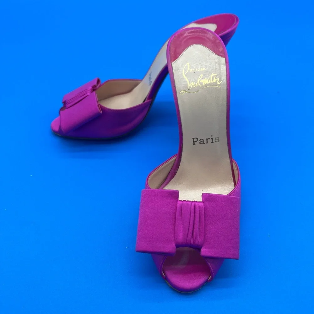 🔴🆑Authentic Christian Louboutin Women's Fuchsia Peep-Toe Heels🔴🆑 - Picture 3 of 8